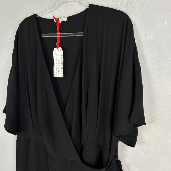 Standards and Practices wrap maxi dress plus size 2X black chiffon FLAWED - Picture 5 of 15
